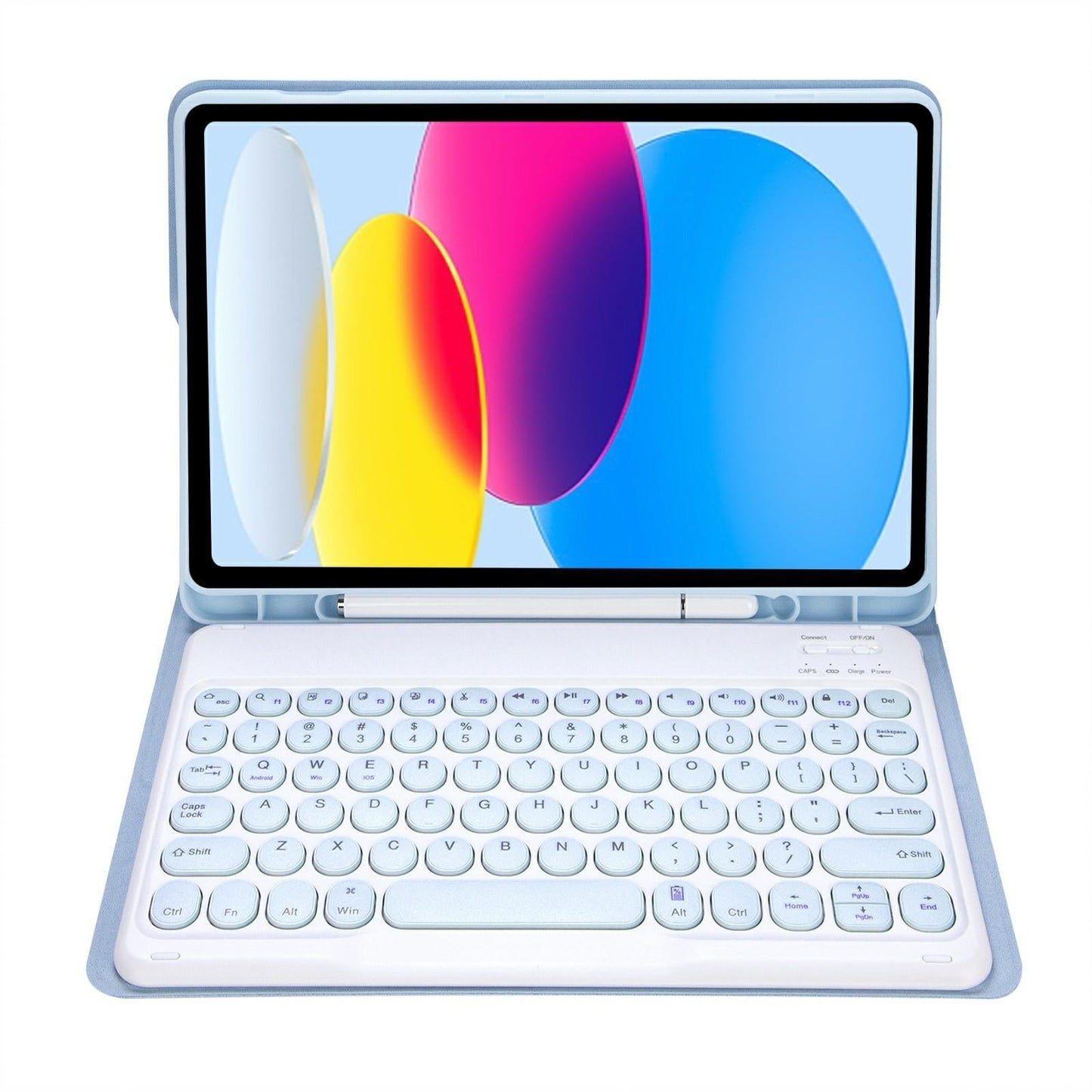 2022 Ipad 10.9 Bluetooth Keyboard Leather Case With Pen Slot - Lambskin Texture - Purple