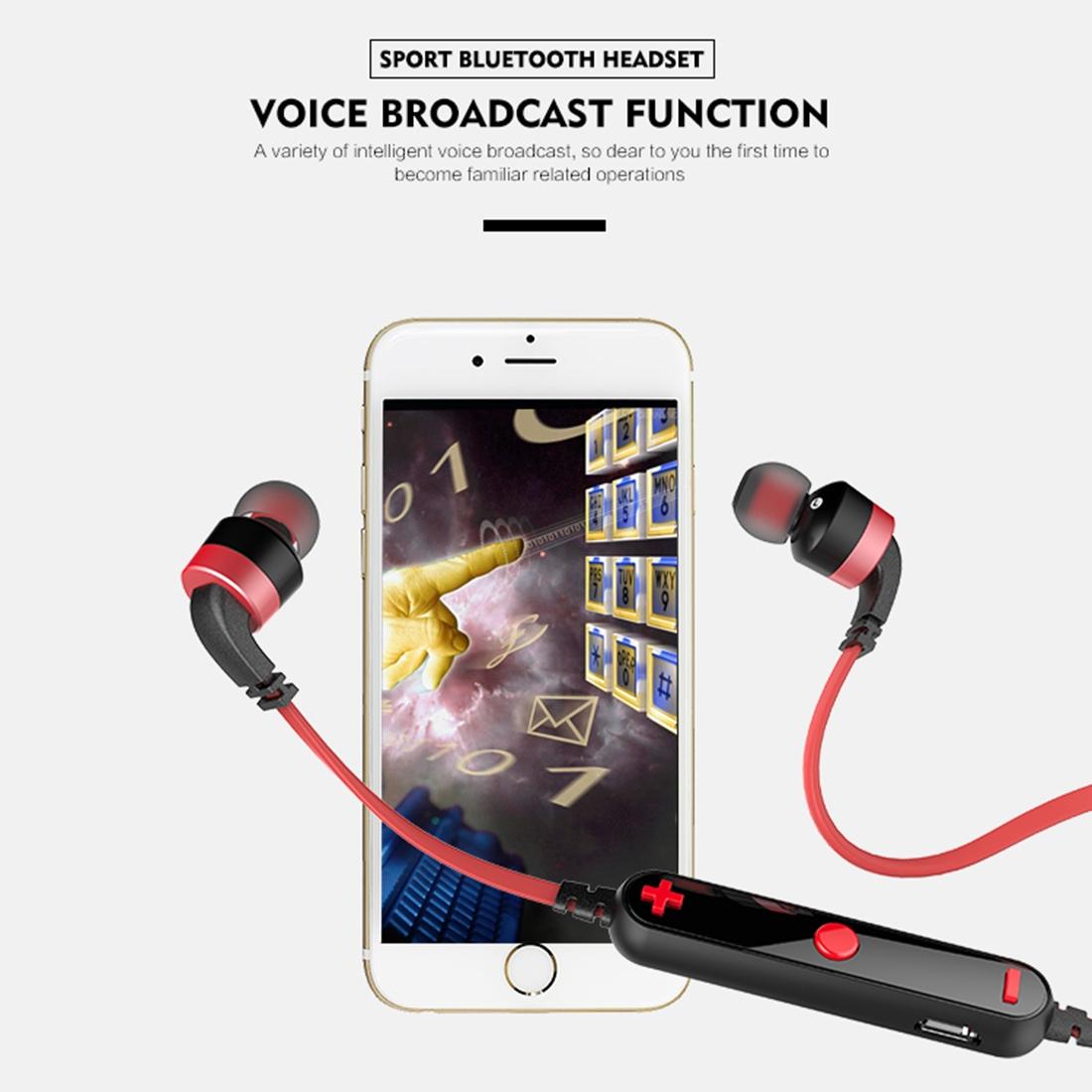 Wireless Sport Bluetooth Earphones with In-line Control - Black - Red