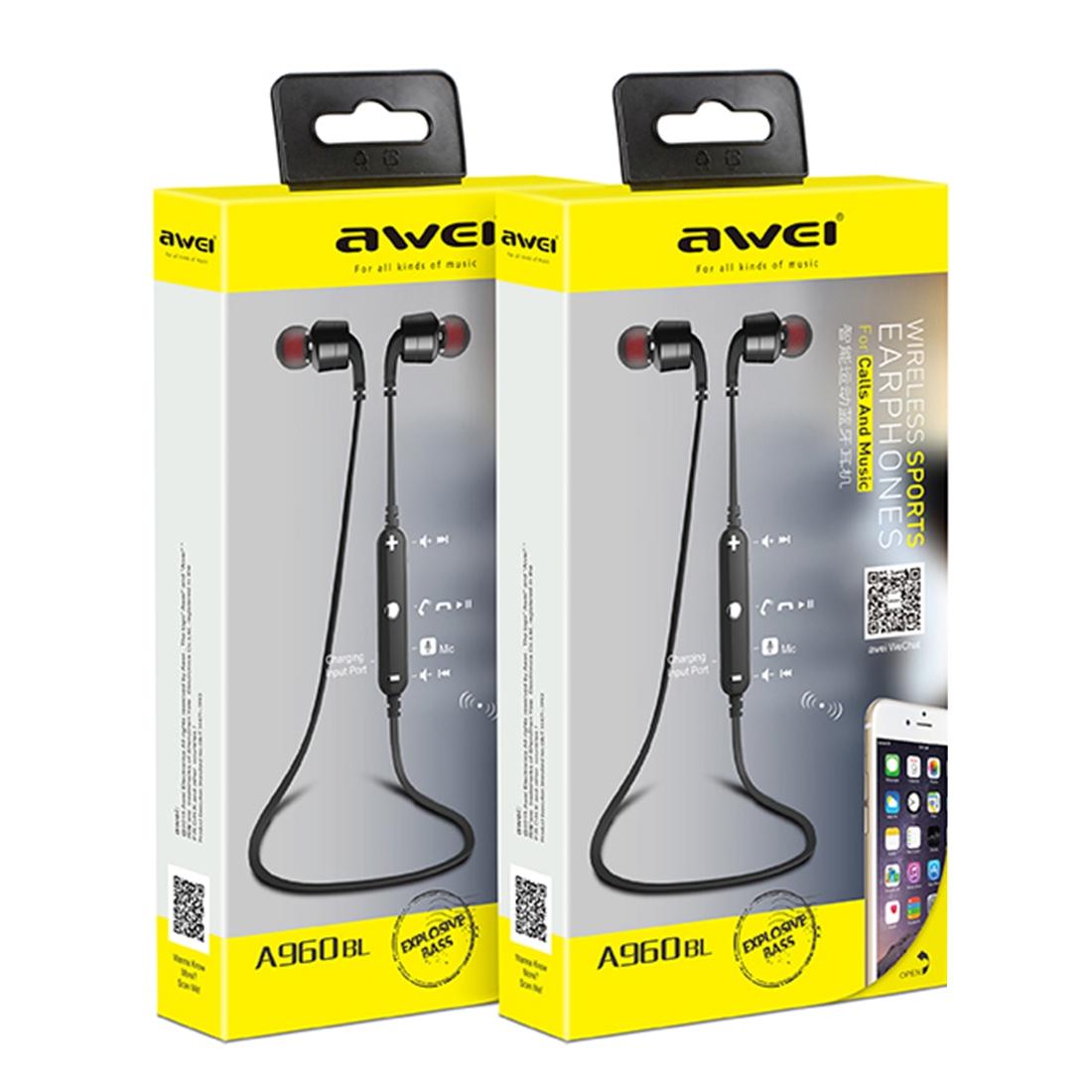 Wireless Sport Bluetooth Earphones with In-line Control - Black - Red