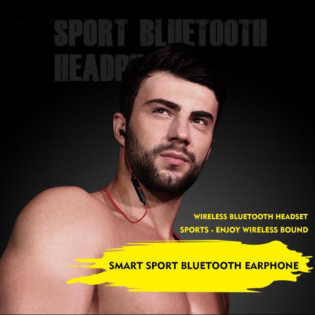 Wireless Sport Bluetooth Earphones with In-line Control - Black - Red