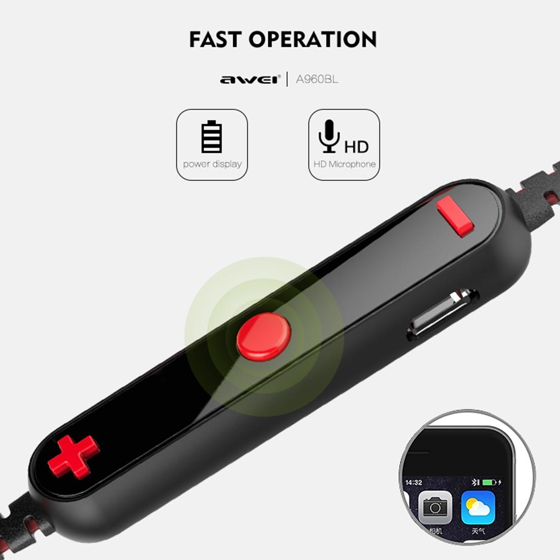 Wireless Sport Bluetooth Earphones with In-line Control - Black - Red