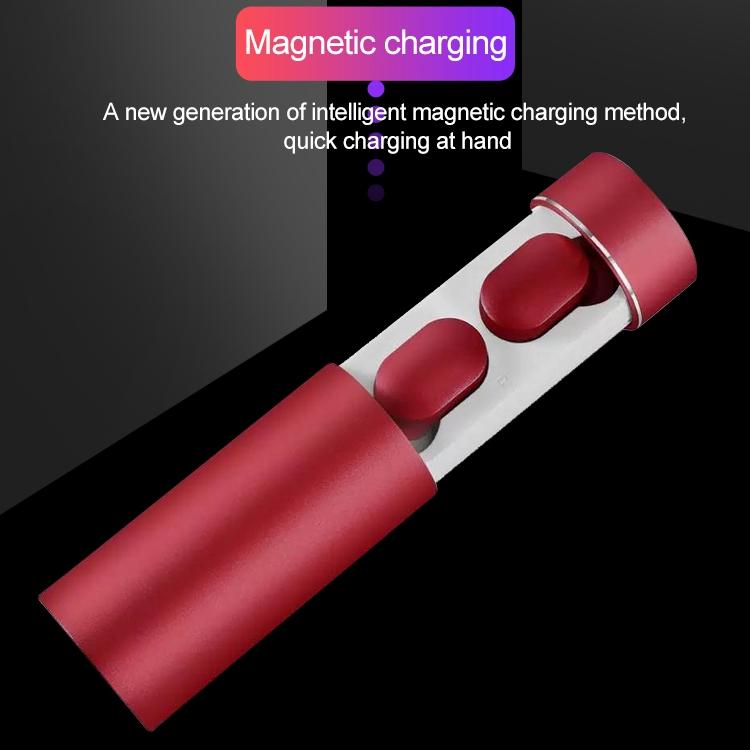 Wireless Touch Bluetooth Headset with Smart Magnetic Charging - Automatic Pairing - Red