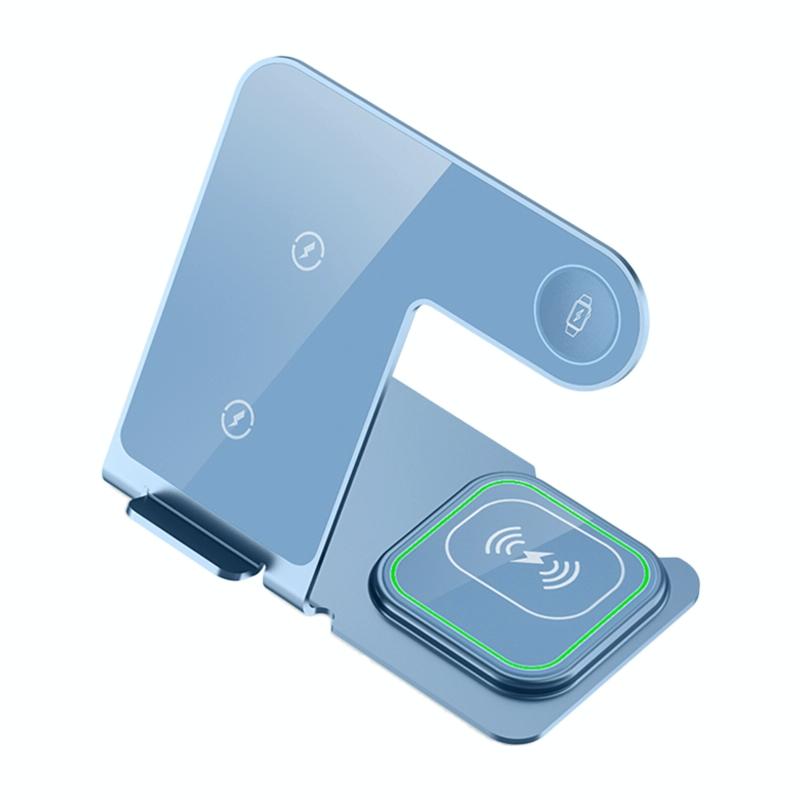 15W 3 In 1 Aluminum Wireless Charger - Silver