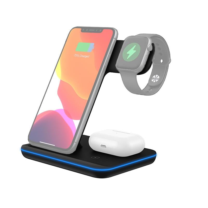 3 In 1 Magnetic Wireless Charger With Touch Ring Light - White