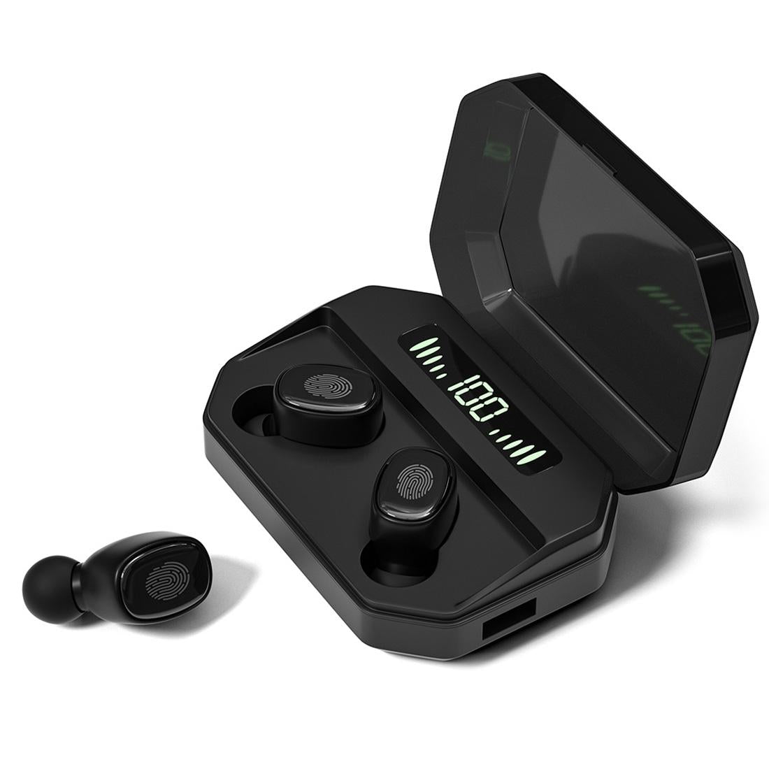 Wireless Bluetooth 5.0 Earbuds with Touch Display & Charging Case - White