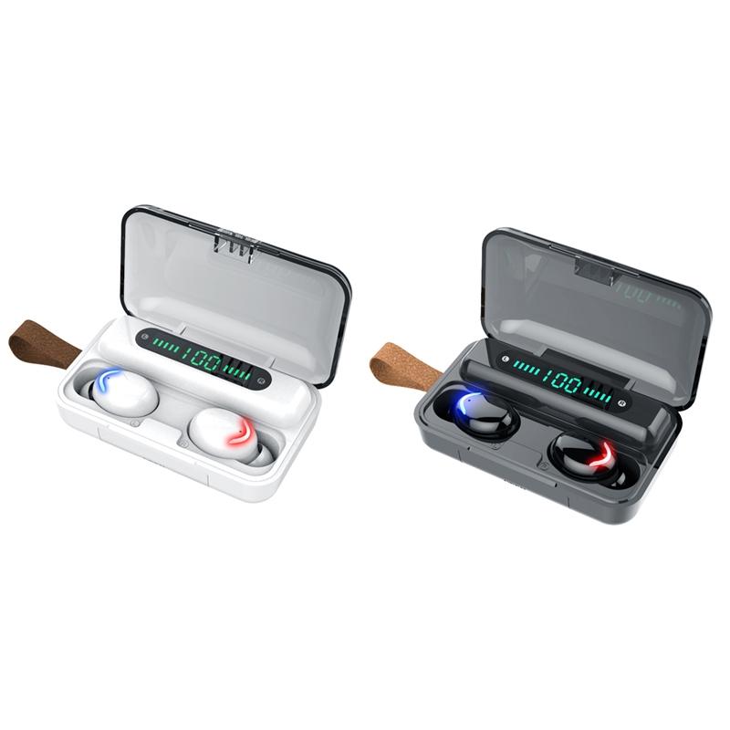 Bluetooth Earphone with Noise Reduction & Breathing Light Hand Strap - White