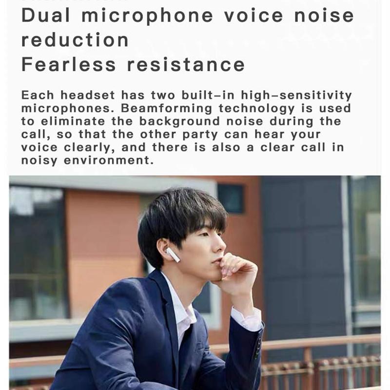 Wireless Dual Mic Noise-cancelling Earbuds with Charging Case - White