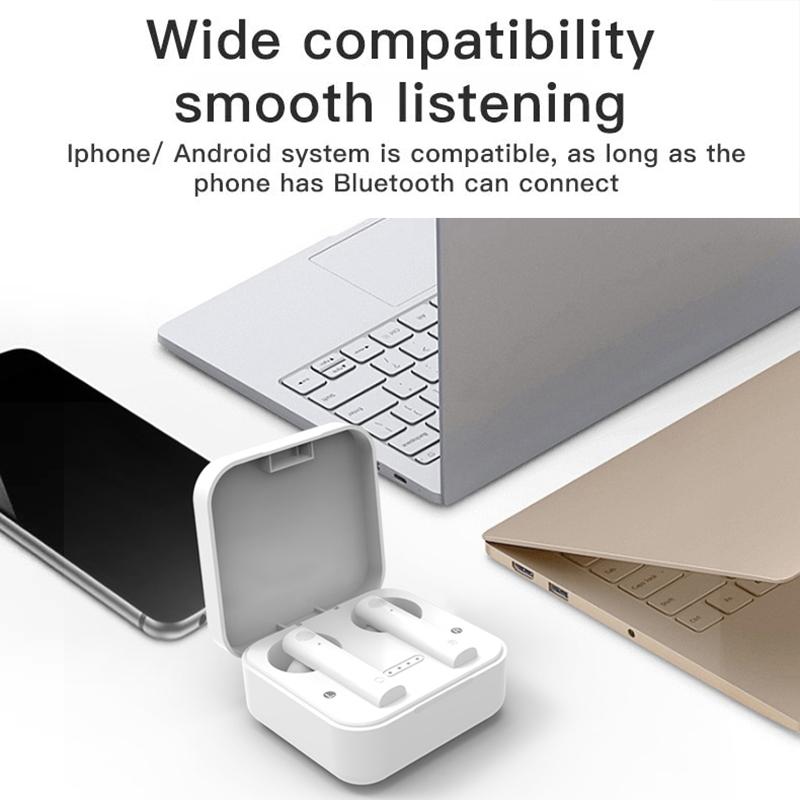Wireless Dual Mic Noise-cancelling Earbuds with Charging Case - White