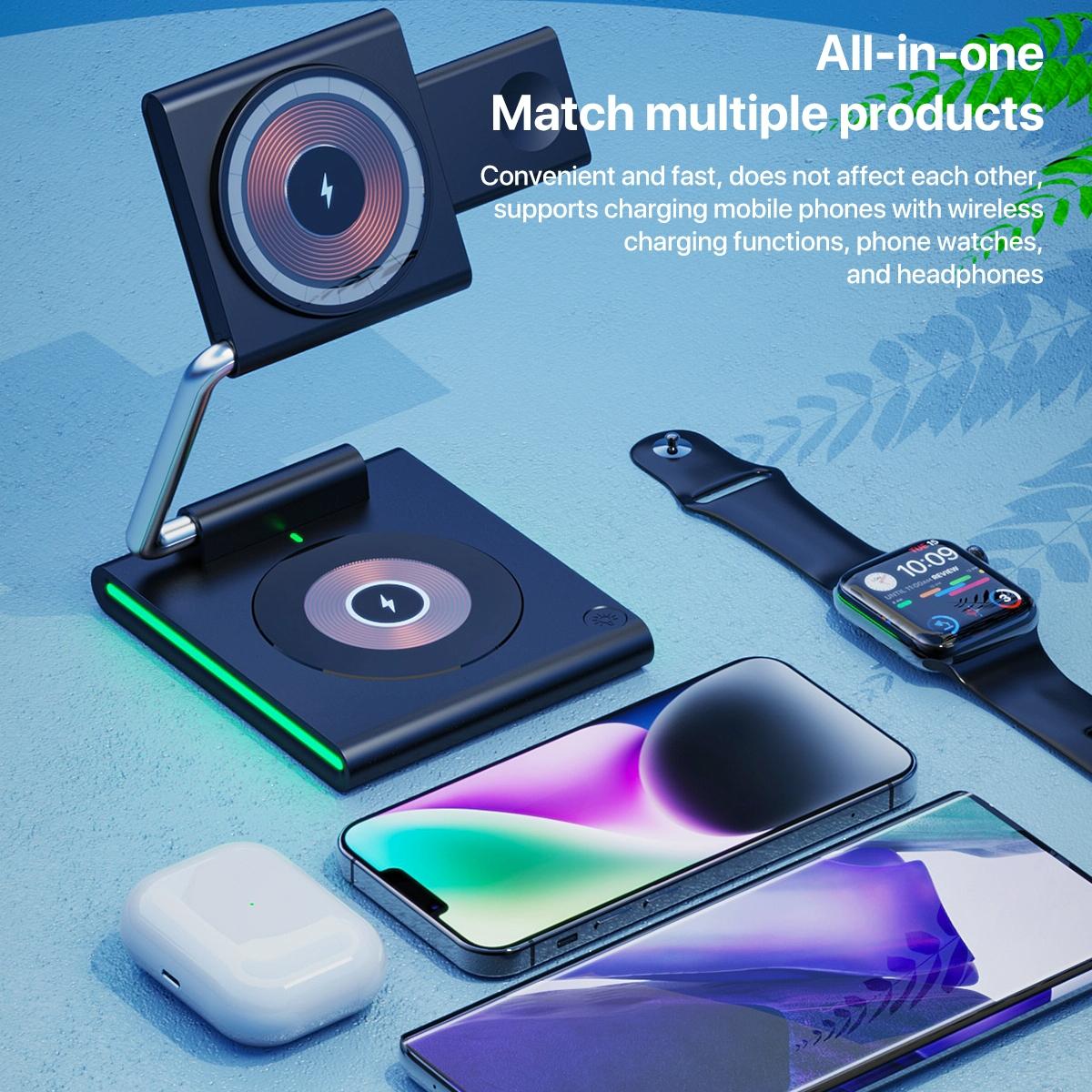 15W Foldable Magnetic Wireless Charger - White