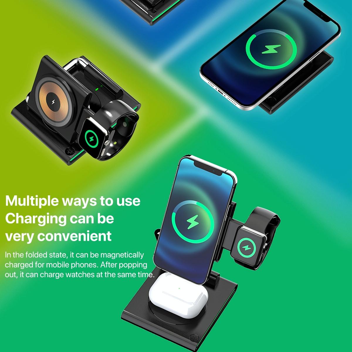 15W Foldable Magnetic Wireless Charger - White