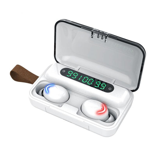 Three-screen Bluetooth Earphone with Noise Reduction and Hand Strap - White