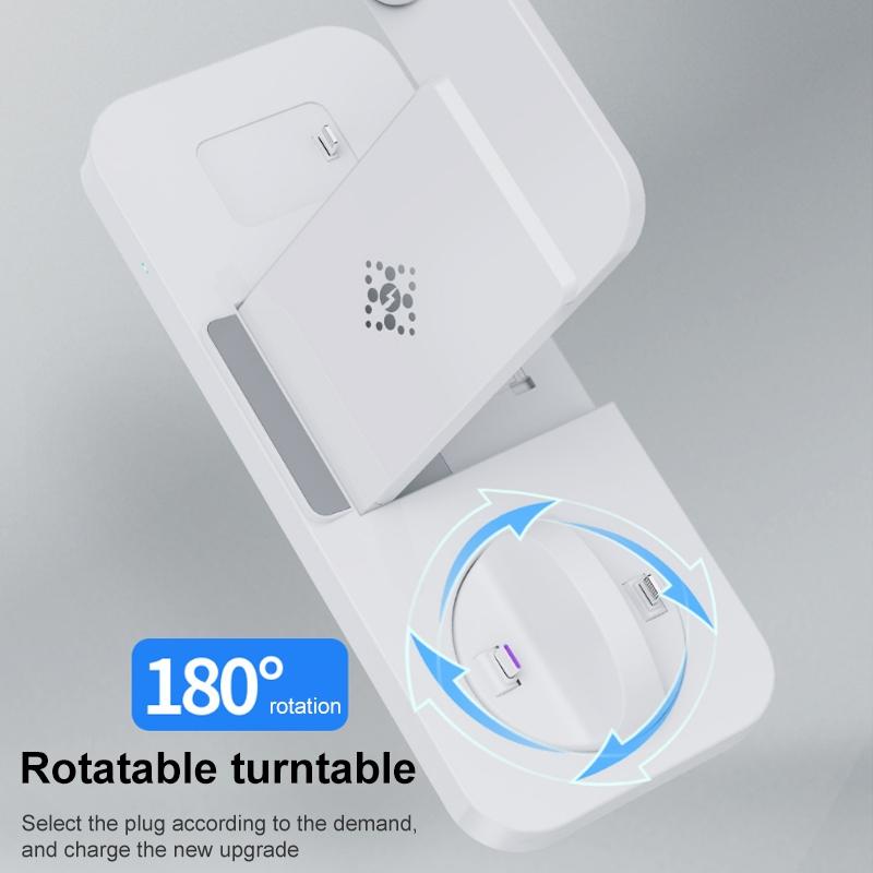 6 In 1 Foldable Vertical Wireless Charger - White