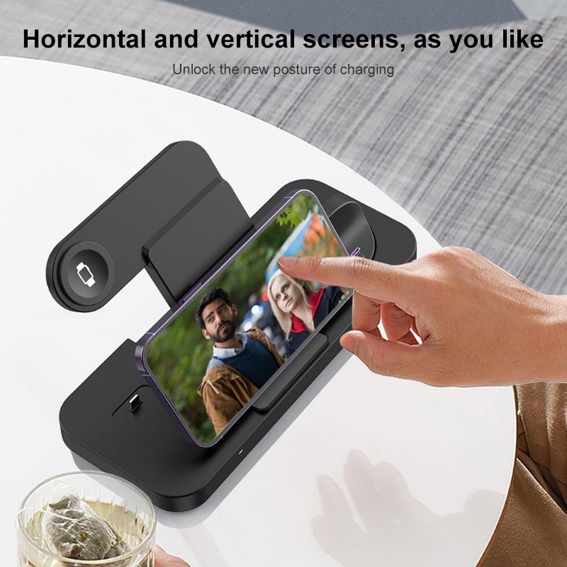 6 In 1 Foldable Vertical Wireless Charger - White