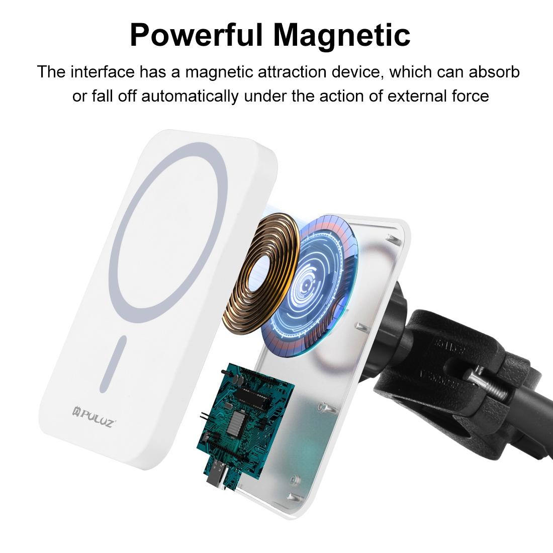 15W Magnetic Wireless Charger With Vlogging Phone Clamp - White