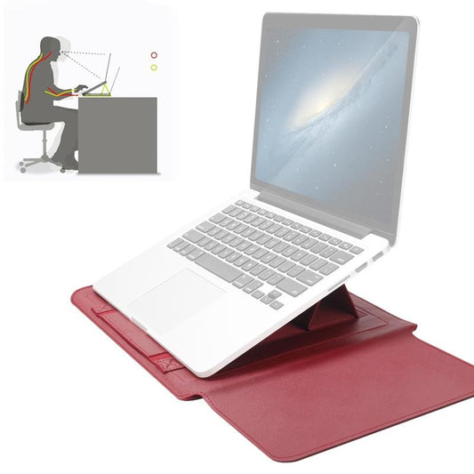 Universal 4-In-1 Laptop Bag Set Waterproof Pu Leather Handle Stand Pen Holder Winders Mouse & Charger Bags - 13 / 14 Inch - Brown