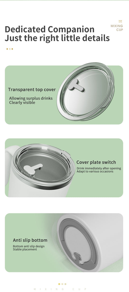 Pink Portable Automatic Mixing Coffee Cup - Stainless Steel Magnetic Stirrer(No handle)