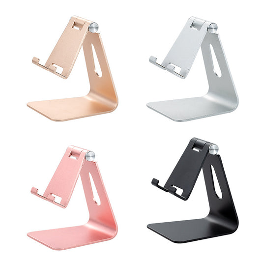 2 Pcs Silver Foldable Aluminum Alloy Phone & Tablet Stand - Adjustable Portable Desktop Holder