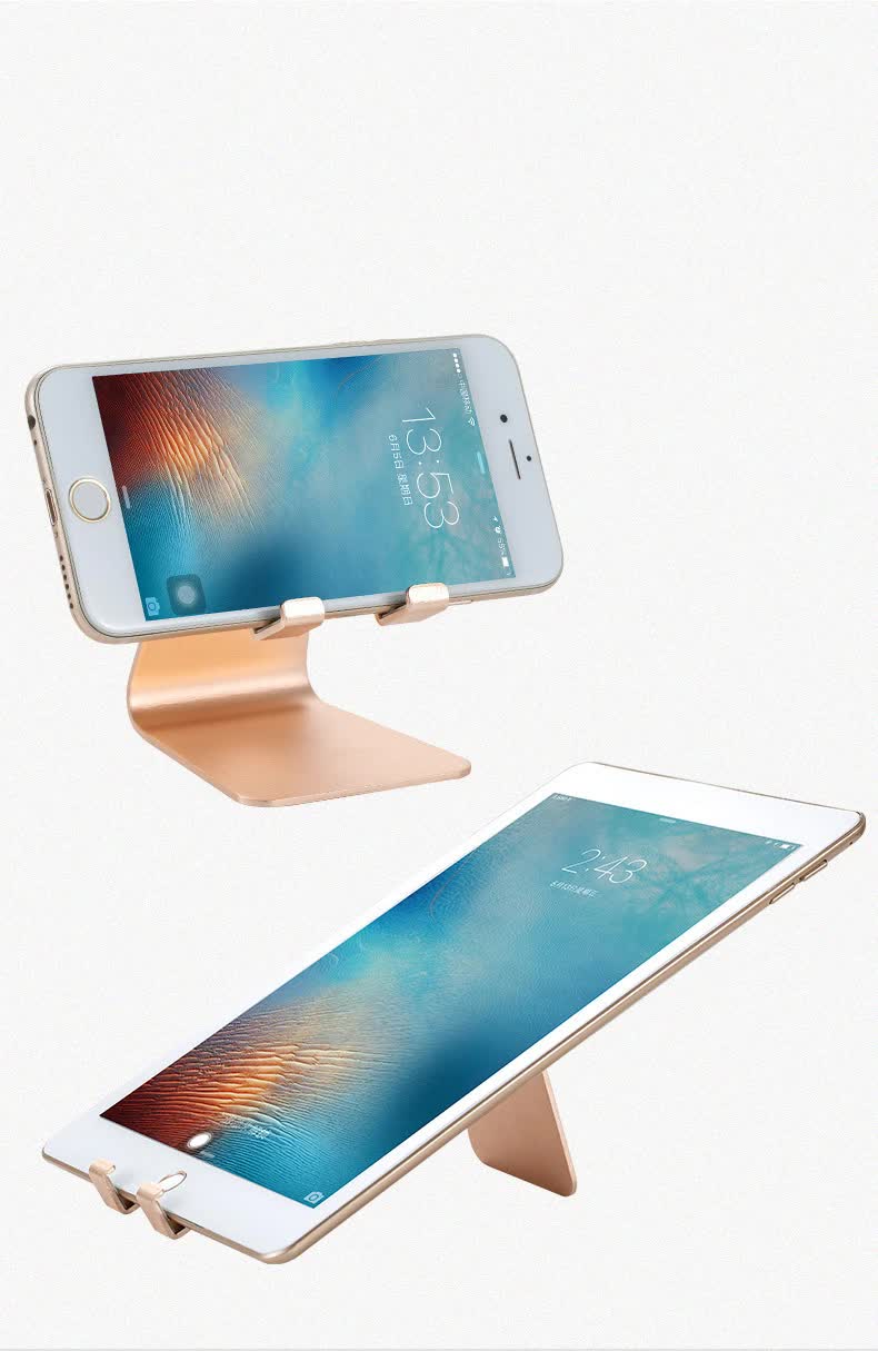 2 Pcs Silver Foldable Aluminum Alloy Phone & Tablet Stand - Adjustable Portable Desktop Holder