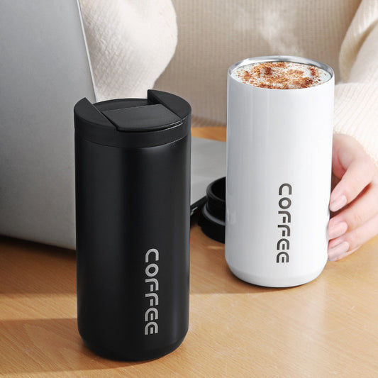 Blue Gradient Color Sleek Insulated Stainless Steel Coffee Tumbler Set (400ml & 500ml) - One-Touch Lid Travel Mugs