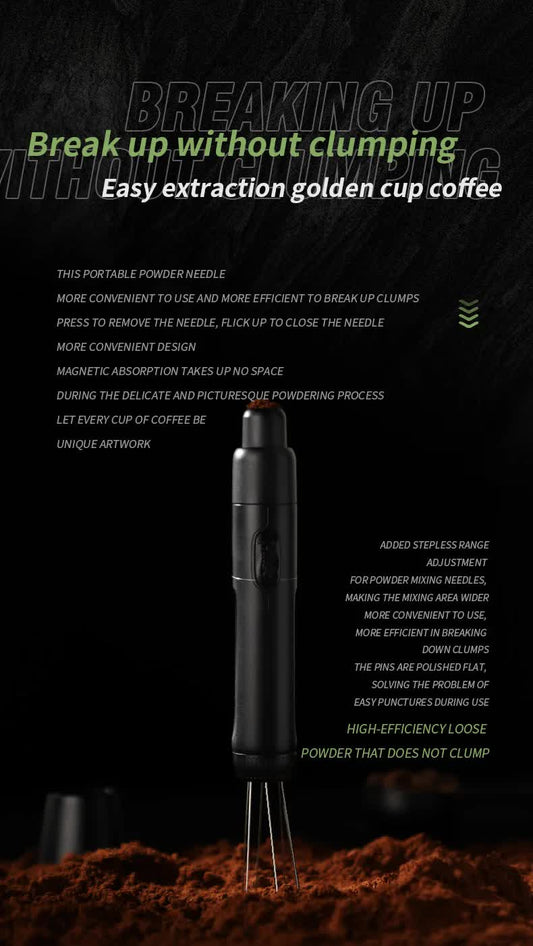 Green Telescopic Magnetic Stainless Steel Coffee Tamper Needle - Espresso Powder Distributor
