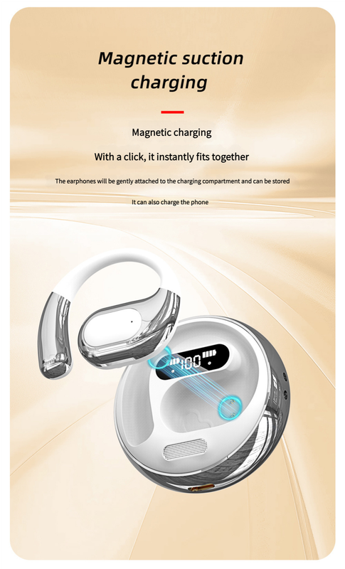 Open-Ear Conduction TWS Earbuds - Bluetooth 5.5, HIFI Sound, LED Display(black)