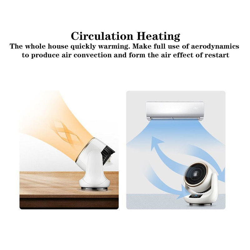 White Desktop Ceramic Heater Fan - All Season Use, Hot & Cold Modes with Remote Control