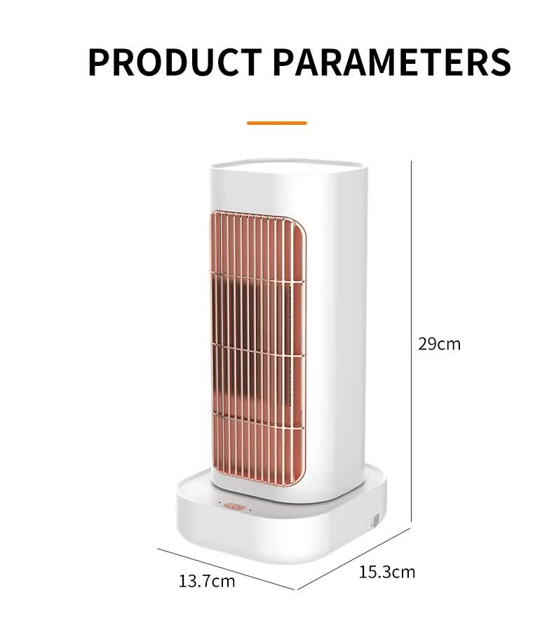 Pink Portable Electric Heater with Oscillation & Tip-Over Protection- 2 Heat Settings, Mini Tower