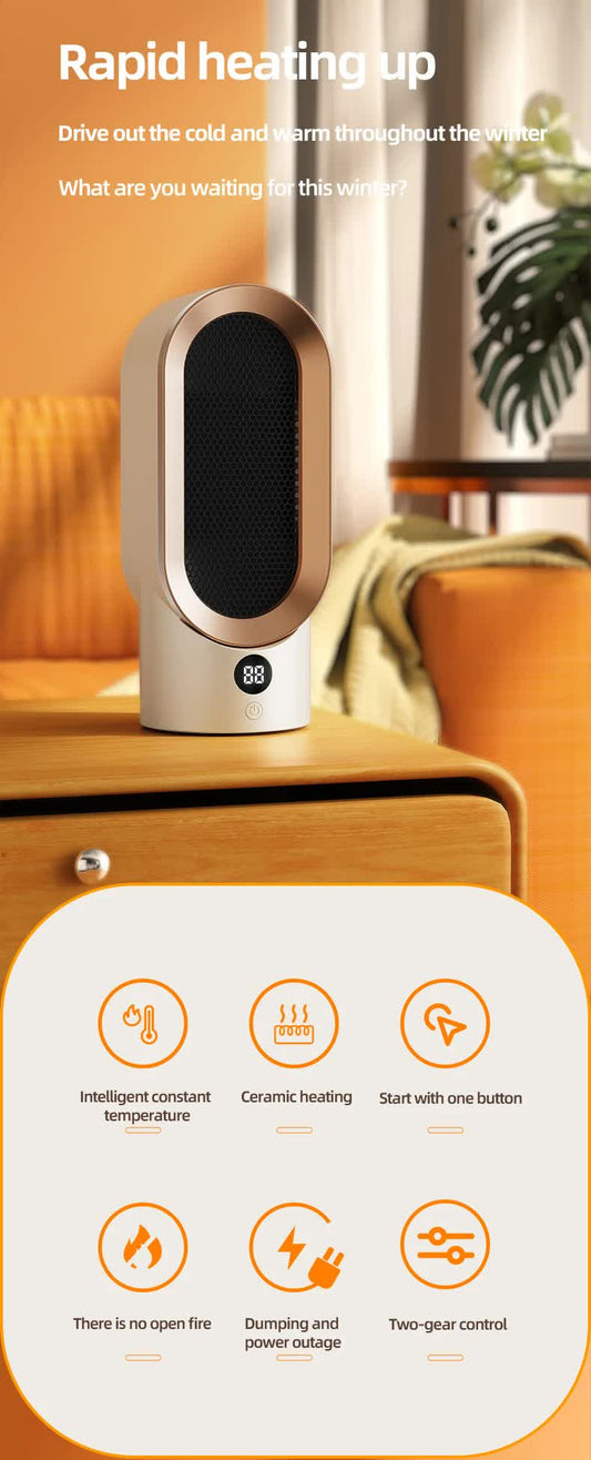 Stay Warm: Portable Electric Ceramic Heater - Quiet, Safe & Efficient for Small Spaces
