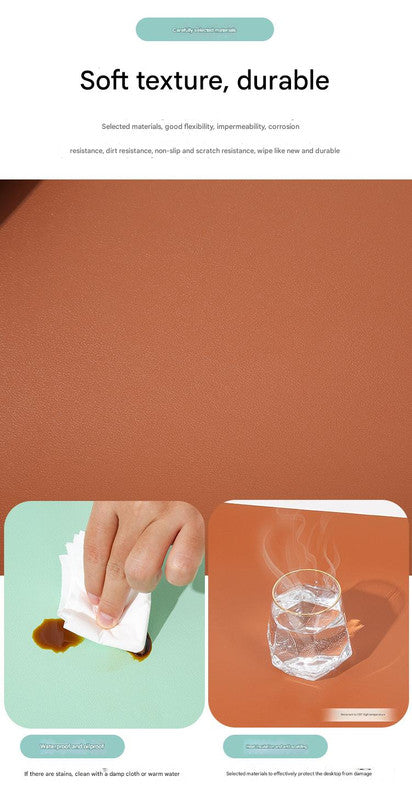 2 PCS Green Extra-Large Leather Table Mat for Study & Work - Pad for Students & Office Use (60x30cm)