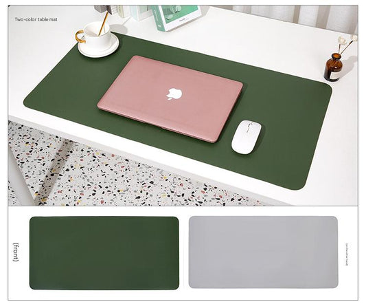 2 PCS Dark green/gray Extra-Large Leather Table Mat for Study & Work - Pad for Students & Office Use (60x30cm)