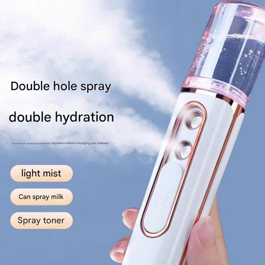 Purple Dual Nozzle Nano Facial Mister - USB Rechargeable Hydrating Spray