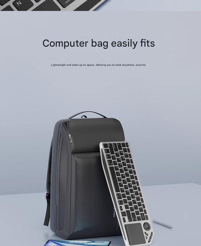 Dark Grey And Black Slim Multi-Device Bluetooth Keyboard with Integrated Touchpad - Rechargeable Wireless Combo for PC Laptop Tablet Phone