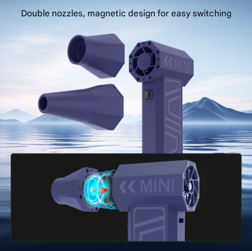 Purple Ultra-Powerful Mini Turbo Jet Fan - Brushless Motor Handheld High-Velocity Blower for Outdoor & Dusting