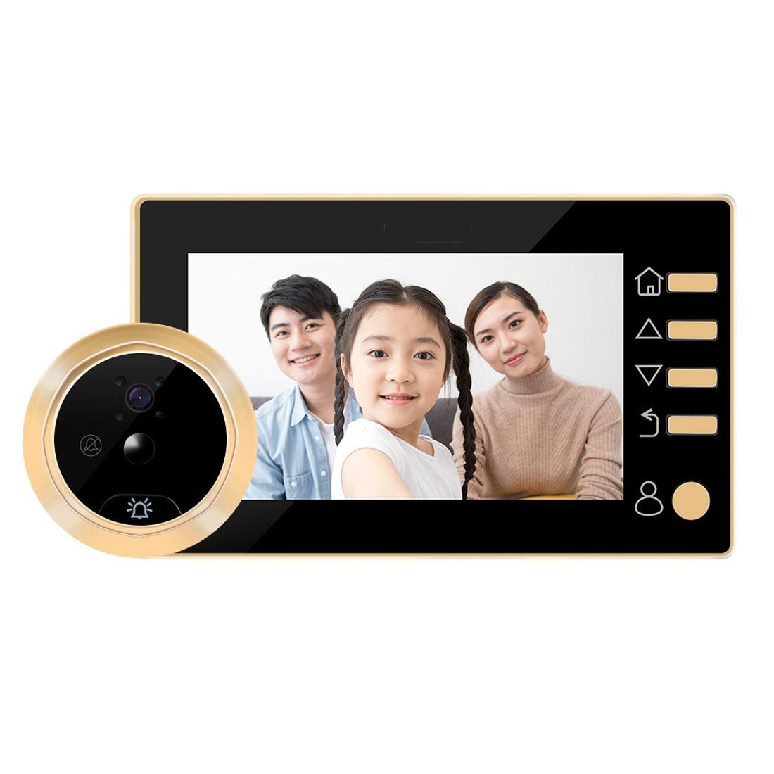 Smart Digital Door Viewer With Motion Detection And Video Alarm - 4.3 Screen - Tf Card Support - Gold-1915196564528304128