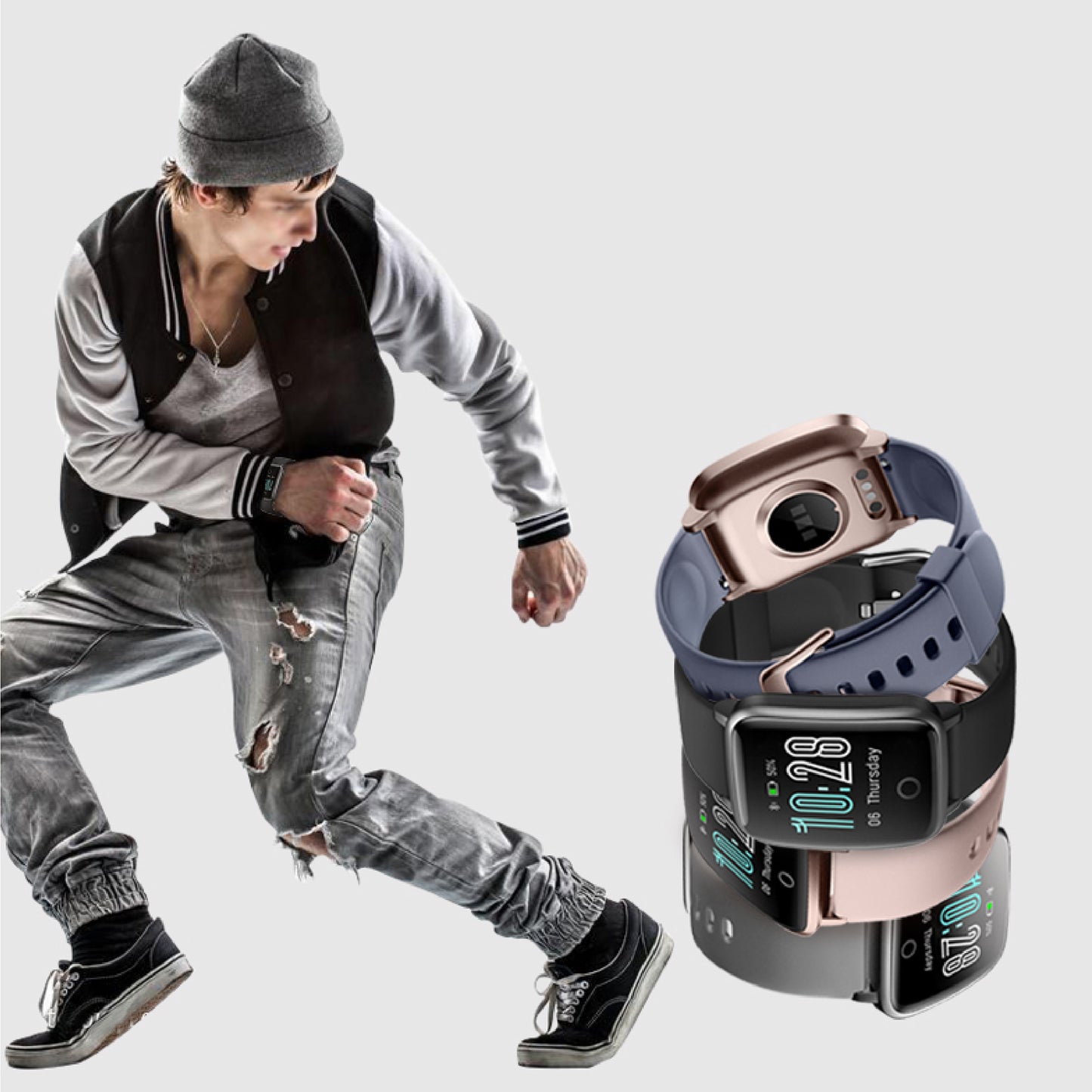 FitSmart Smart Watch Bluetooth Heart Rate Monitor Waterproof LCD Touch Screen-1927503928996532231