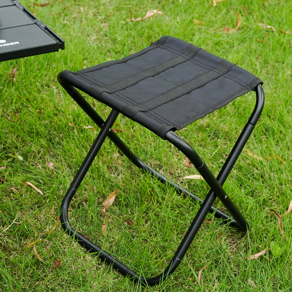 HYPERANNGER 2 Pack Aluminum Alloy Camping Folding Stool with Storage Bag-Black