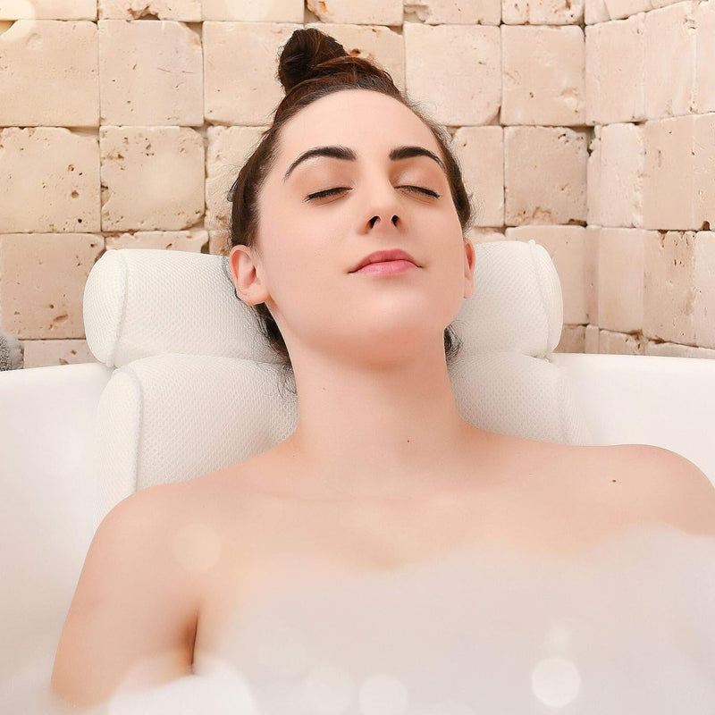 3D Mesh Soft Spa Bath Pillow for Bath Tub with Anti-Slip Suction Cups