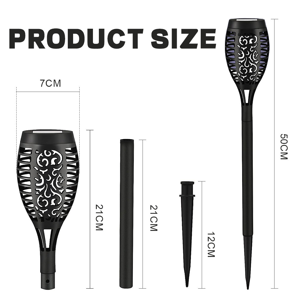 LUMIRO 4 Pack 12 LED Outdoor Flickering Flame Solar Pathway Lights