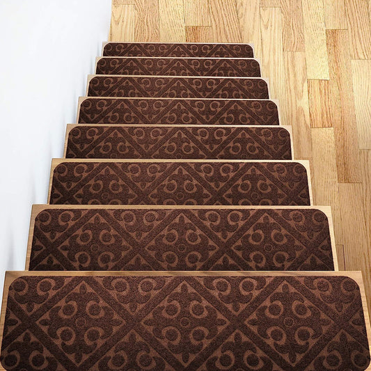 COMFEYA 8 Pack Carpet Stair Treads Non-Slip Stair Carpet Rugs | Protect Wooden Stairs | Easy Installation