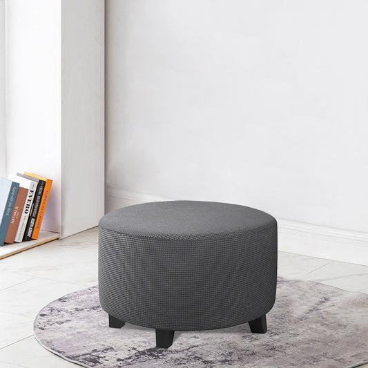 COMFEYA Round Ottoman Cover - Stretch Ottoman Slipcover Furniture Protector for Round Ottomans