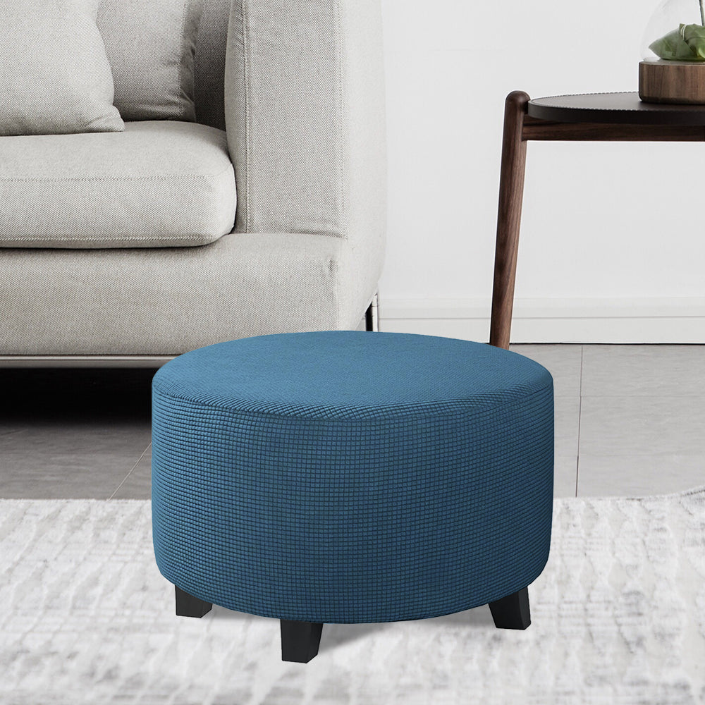 COMFEYA Round Ottoman Cover - Stretch Ottoman Slipcover Furniture Protector for Round Ottomans
