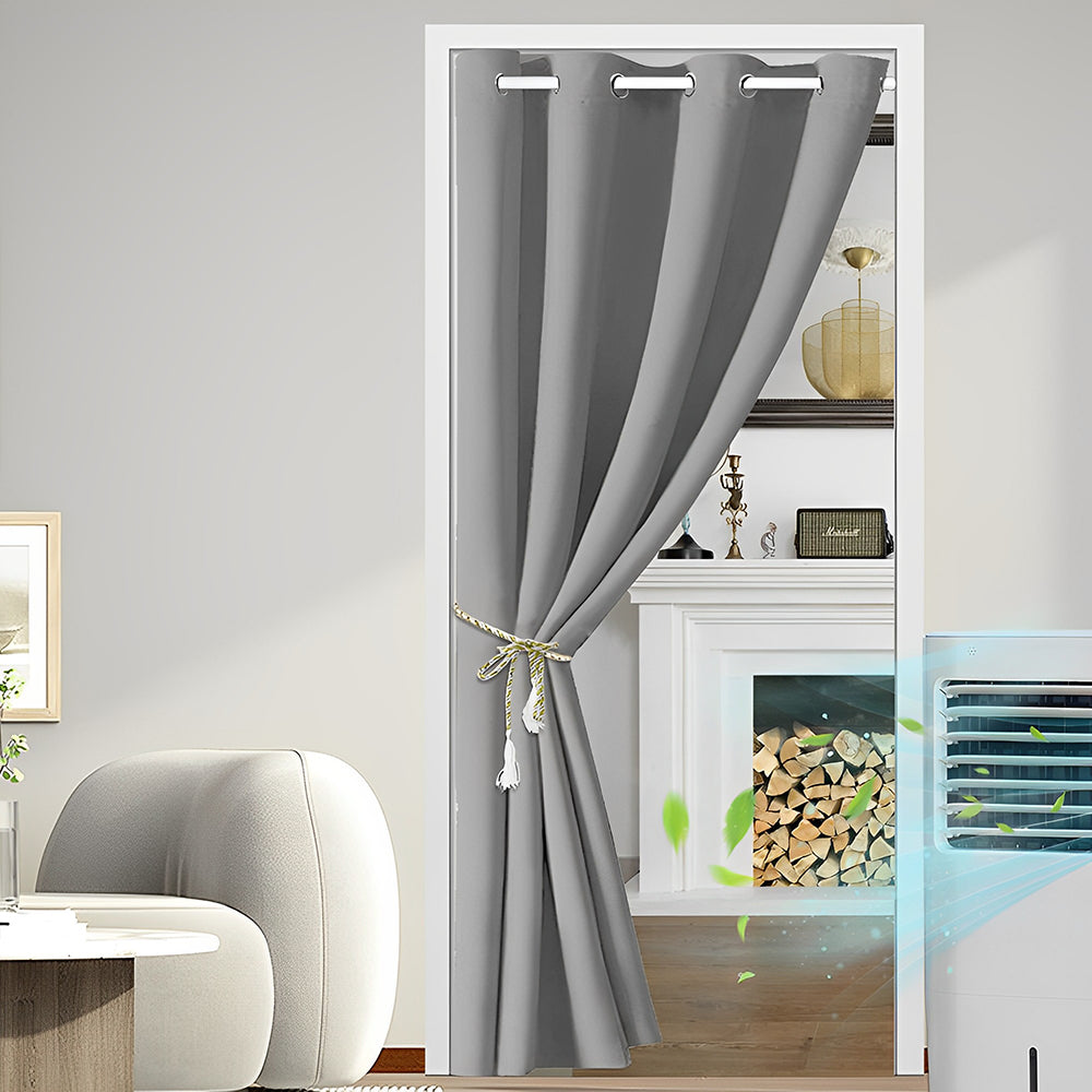 COMFEYA Grommet Top Doorway Curtain - Room Darkening Thermal Insulated Curtain - 198x132cm - Gray