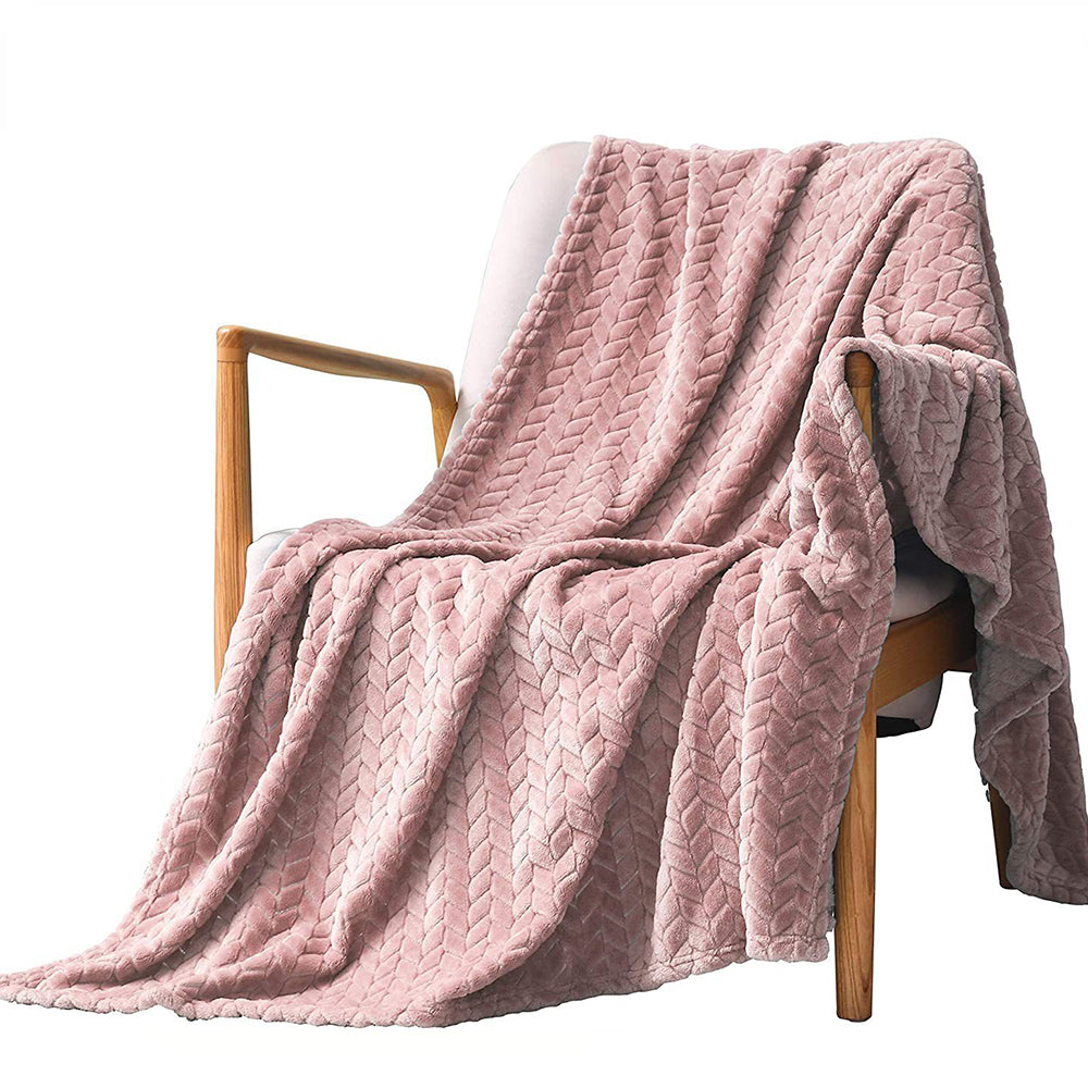 COMFEYA Soft Jacquard Leaves Pattern Flannel Fleece Throw Blanket