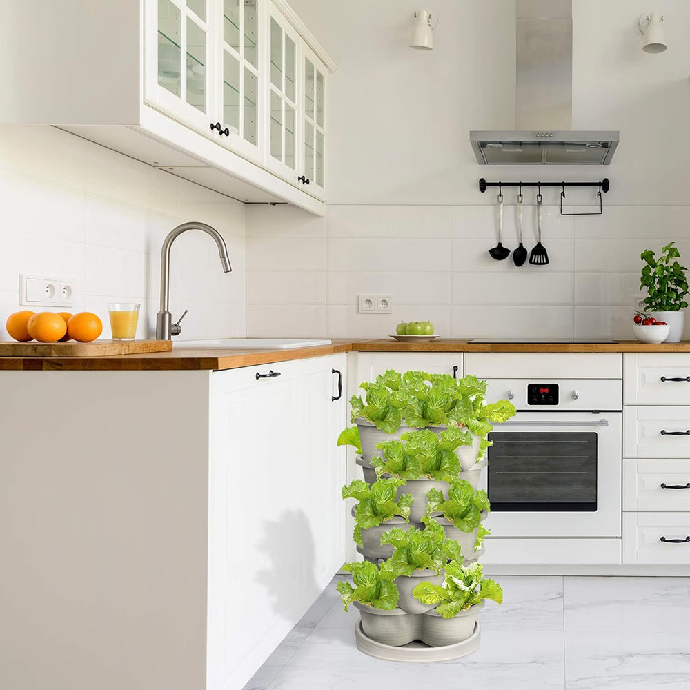 GREENHAVEN 5-Tier Stackable Vertical Garden Planter Pots - Space-Saving Planting Solution