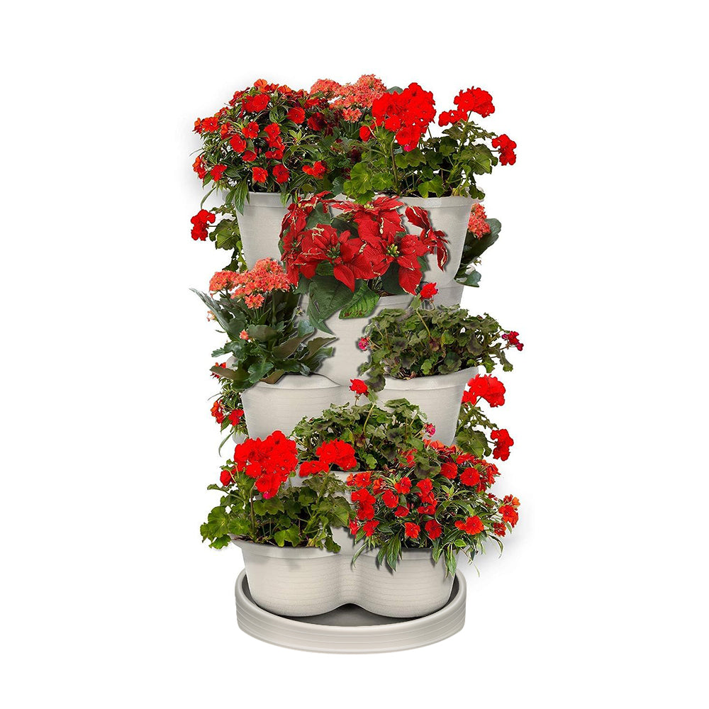 GREENHAVEN 5-Tier Stackable Vertical Garden Planter Pots - Space-Saving Planting Solution