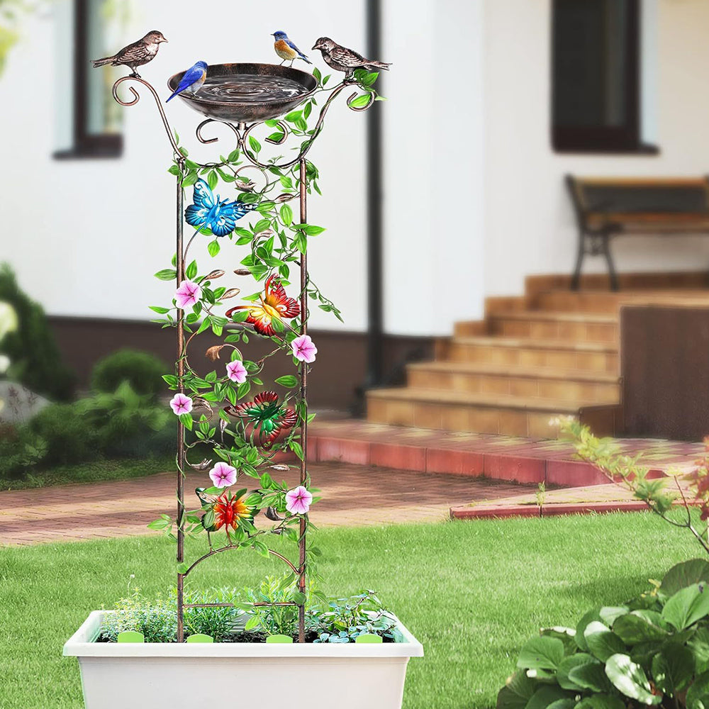GREENHAVEN Bird Bath with Trellis for Climbing Plants