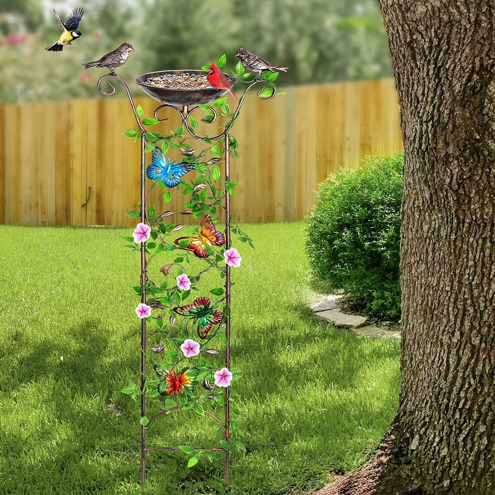 GREENHAVEN Bird Bath with Trellis for Climbing Plants