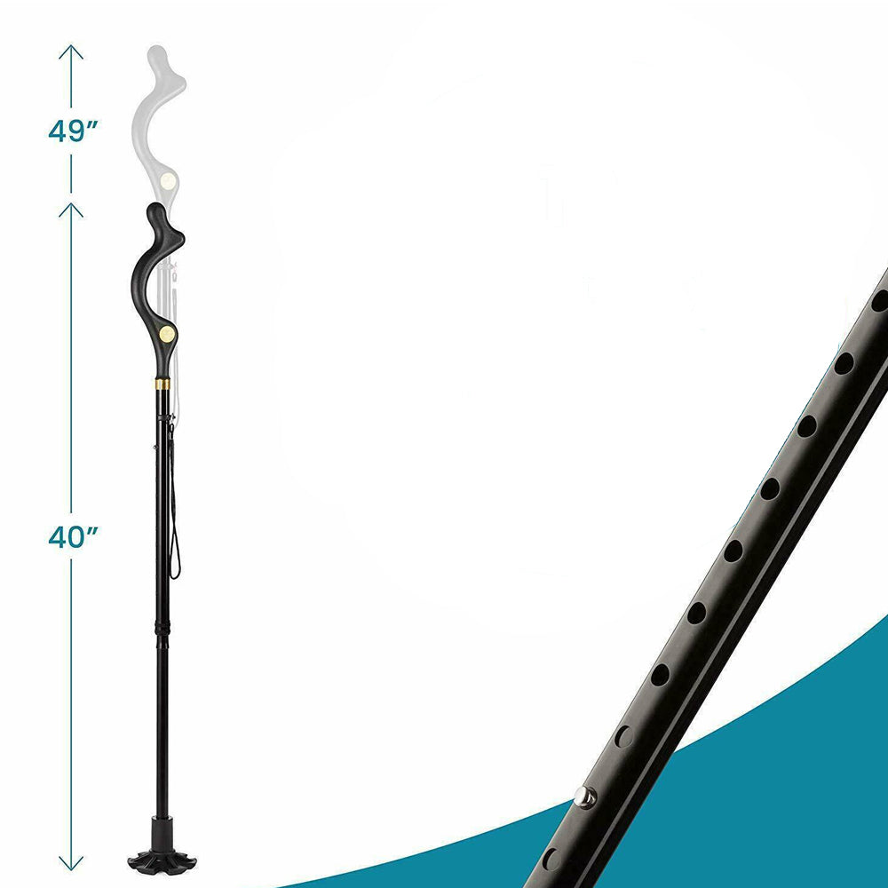 4 Head Pivoting Adjustable Anti-Slip Safety Walking Stick Cane