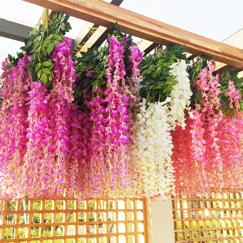 Artificial Hanging Silk Garland Vine Flowers Garden Decoration