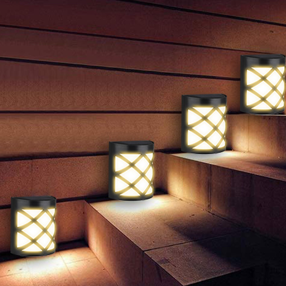 6 LED Outdoor Solar Wall Lights Garden Step Bright Light